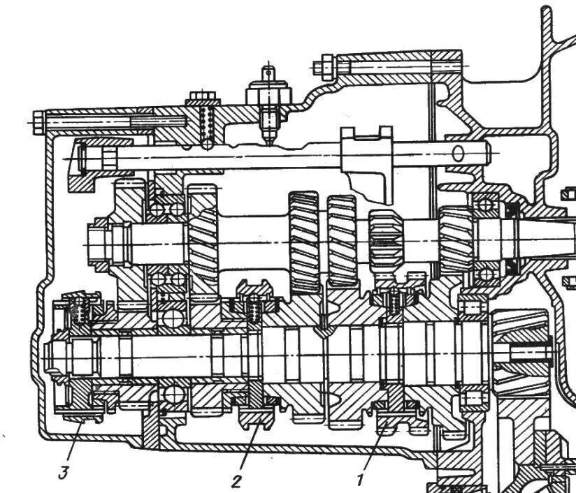 Схема трехвальной механической коробки передач. Схема 3х вальной коробки передач. Чертеж трехвальной коробки передач. Схема трехвальной пятиступенчатой коробки передач.