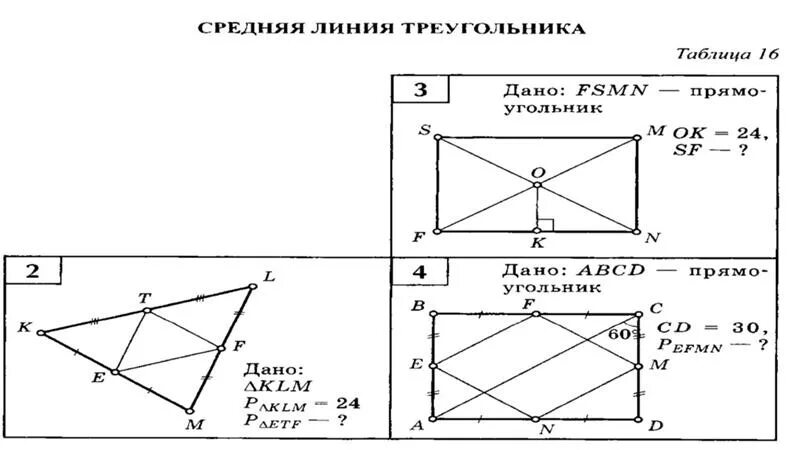 Средняя линия задачи на готовых чертежах Ответы : Помогите решить пожалуйста геометрию Просто я в ней не силен. А