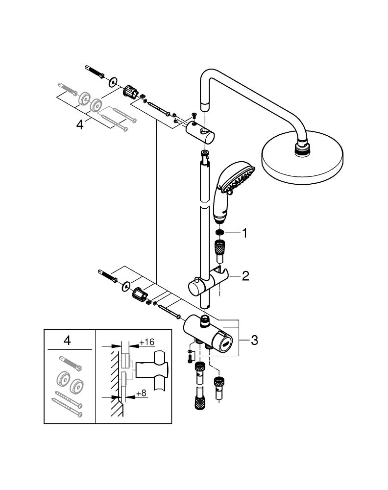 Душевая стойка инструкция. Grohe QUICKFIX Vitalio start 250. Grohe 26675000. Grohe Cosmopolitan System 250. 26452001 New Tempesta 200 душевая система с переключателем.