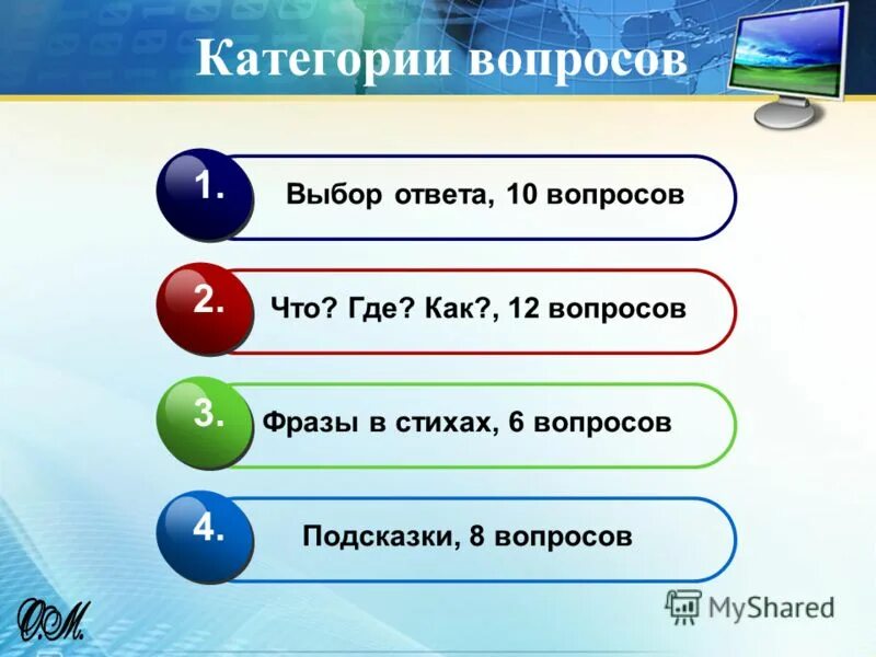 Сколько вопросов в категории