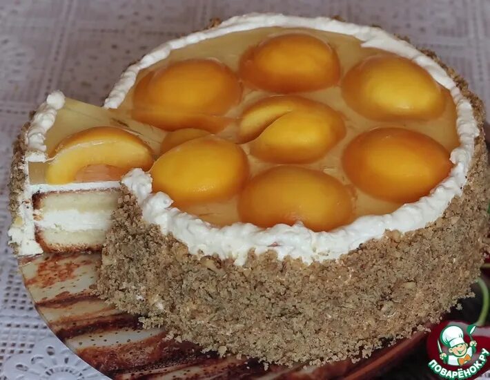 Торт с персиками консервированными рецепт