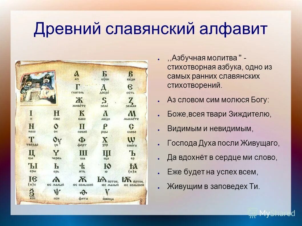 Древнерусский язык кратко. Древний Славянский алфавит. Дрени Славянский алфавит. Древняя русская письменность. Азбучная молитва на старославянском.