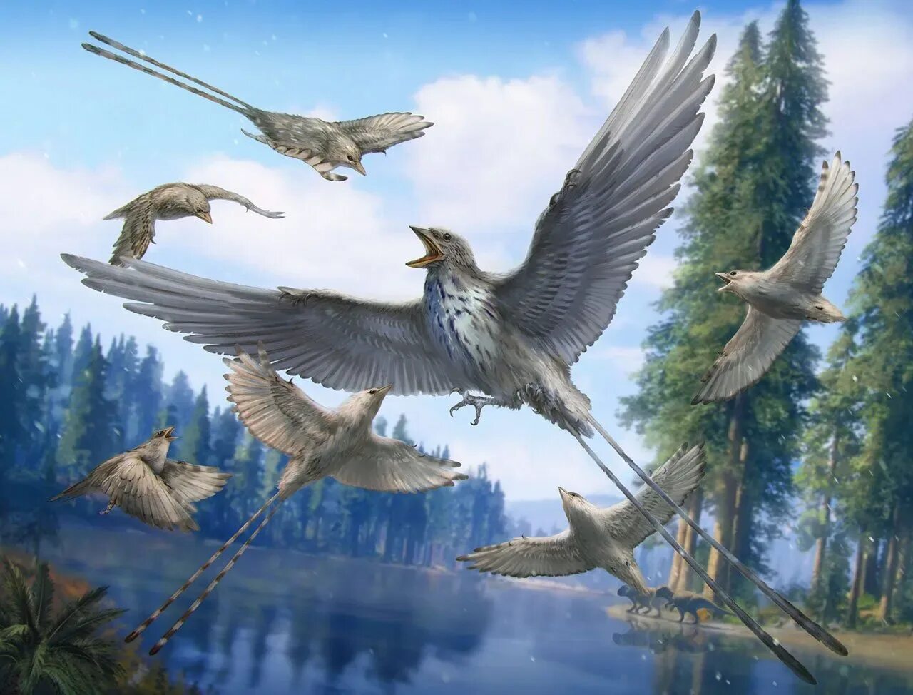 Древние птицы Археоптерикс. Первые птицы. Птицы мелового периода. Предки птиц.