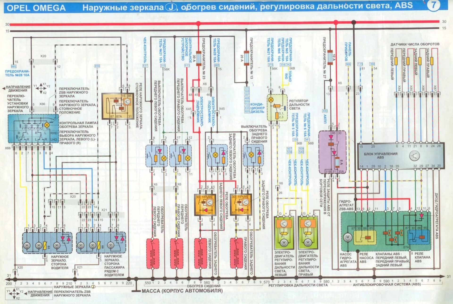 Распиновка опель омега б. Схема электрооборудования Opel Vectra c.