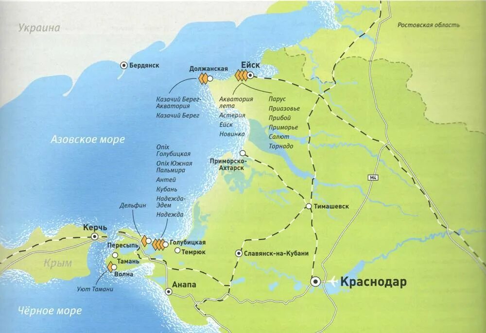 Азовское море карта побережья. Курорты Азовского моря в России на карте. Курорты Азовского моря на карте. Карта Азовского моря с городами курортами.