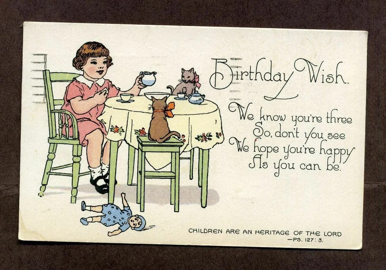 Vintage Birthday Card. Happy Birthday old Postcard. Vintage drinking Pig Postcard Happy Birthday.