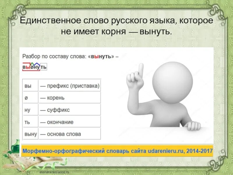 Единственный разбор слова. Вынуть разбор слова по составу. Вынуть по составу разобрать. Слово вынул разобрать по составу. Состав слова вынуть.