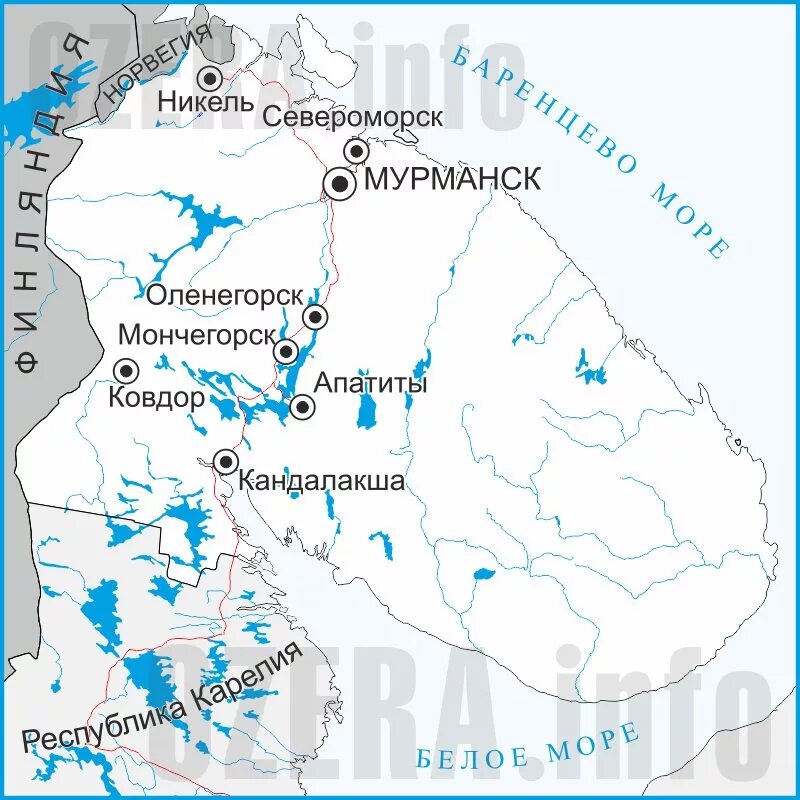 В какой стране находится город мурманск. Физическая карта Кольского полуострова. Мурманск на карте Кольского полуострова. Контурная карта Мурманской области с озёрами. Ковдор Мурманск карта.