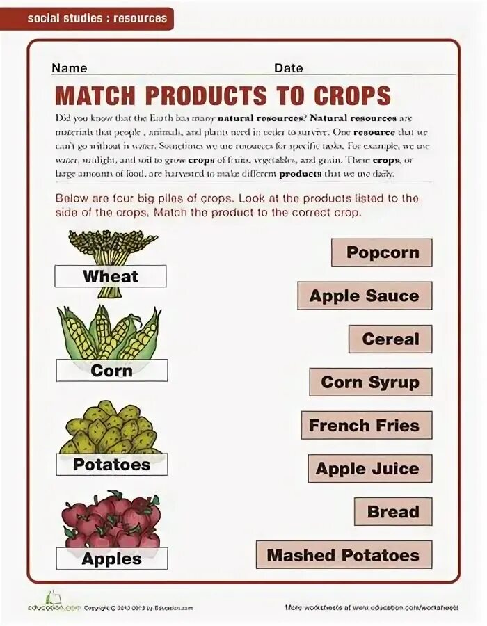 Match the products. Agriculture worksheets. agriculture vocabulary. production worksheet. products worksheets.