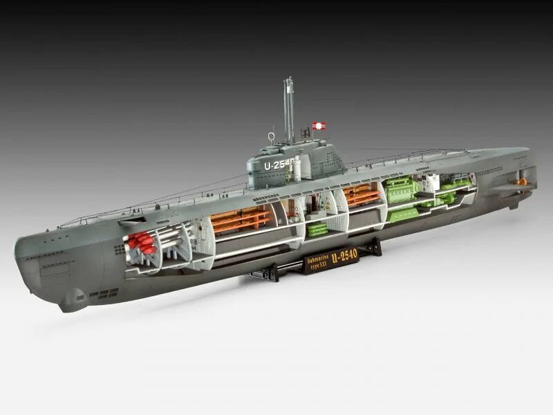 05078 Revell. Сборная модель Revell Deutsches u-Boot Typ XXI mit interieur (05078) 1:144. Revell подводная лодка u-Boot. U Boat 1:144 модели. Сборные модели лодки