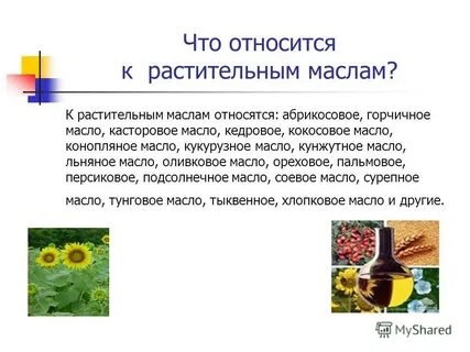 Какие масла относятся к растительным