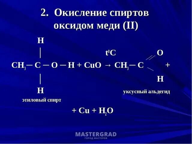 Окисление метанола медью