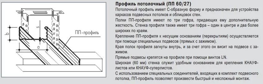 Сколько профилей в упаковке. Профиль 60*27 Кнауф. Профиль потолочный 60х27 схема крепления. J-профиль для ГКЛ, 12.5мм, 3м. Кнауф потолок профиль 27 размер.