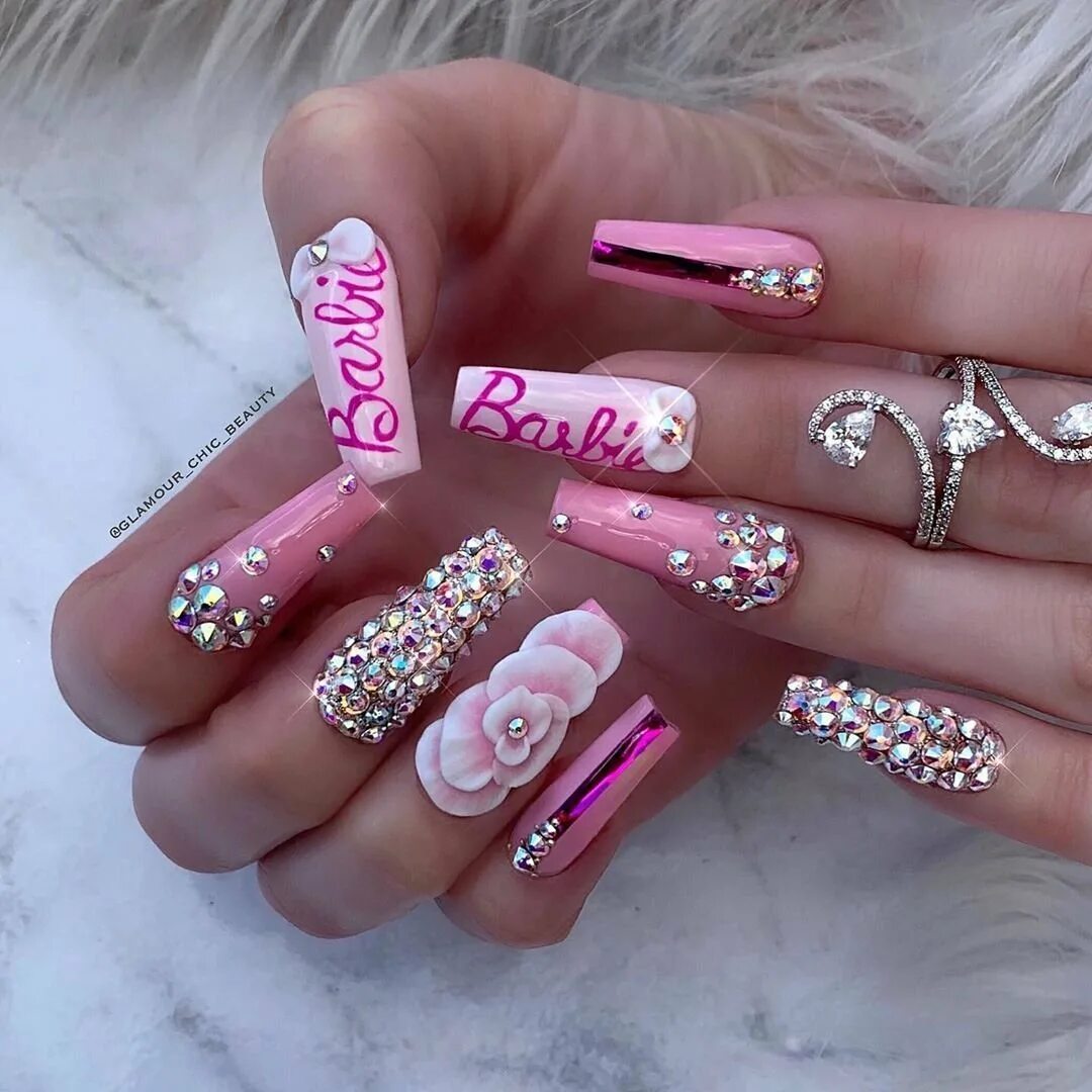 Наращивание розовый. Розовые ногти. Ногти Барби розовые. Длинные розовые ногти. Ногти в стиле Барби.