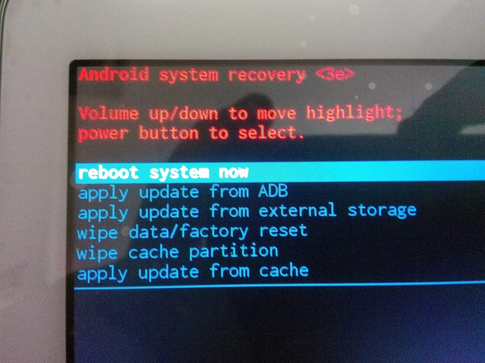 Apply update from ADB. Reboot System Now apply update from ADB. Hard reset Samsung Note 10.1. Reboot to Bootloader apply update from ADB.