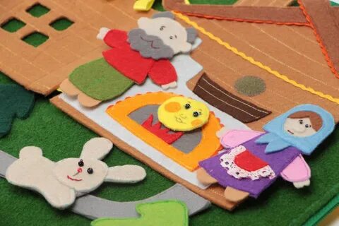 Bright handmade designer felt fabric soft toy tablet for children Kolobok p...