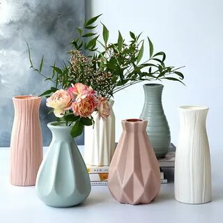 Plastic Flower Vase Imitation Ceramic Vase Nordic Style Flower Pot Decorati...