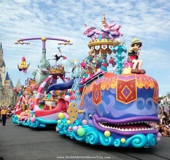 The children saw disney floats
