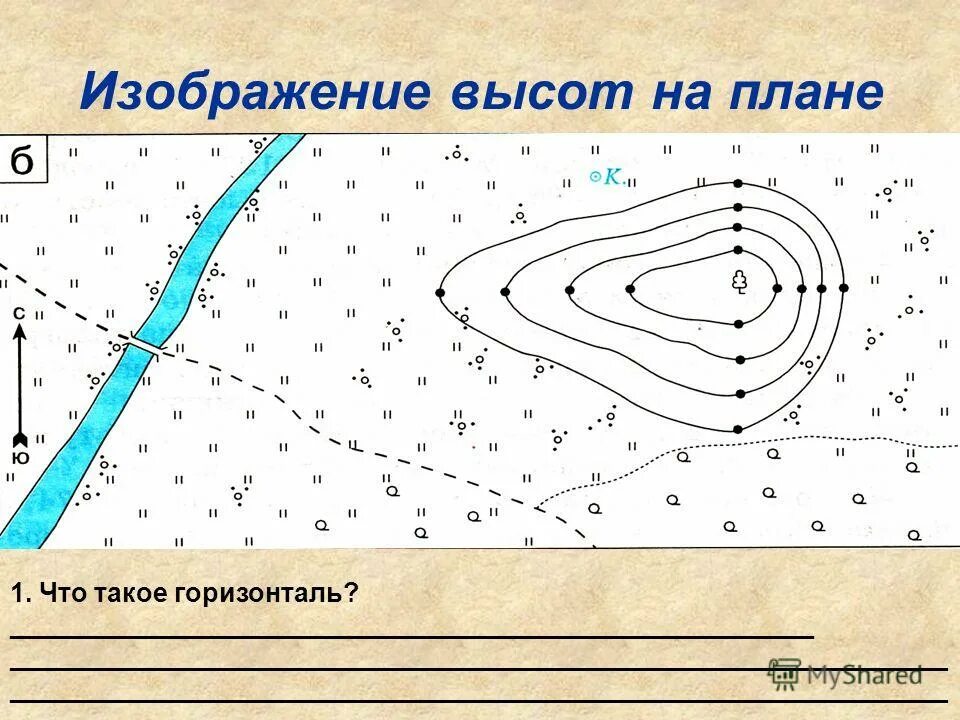 Горизонтали на плане местности. Высота на плане местности. Изображение холма на плане местности. Карта местности с горизонталями. Горизонтали география 5