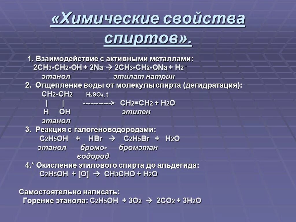 Метанол реагирует с каждым