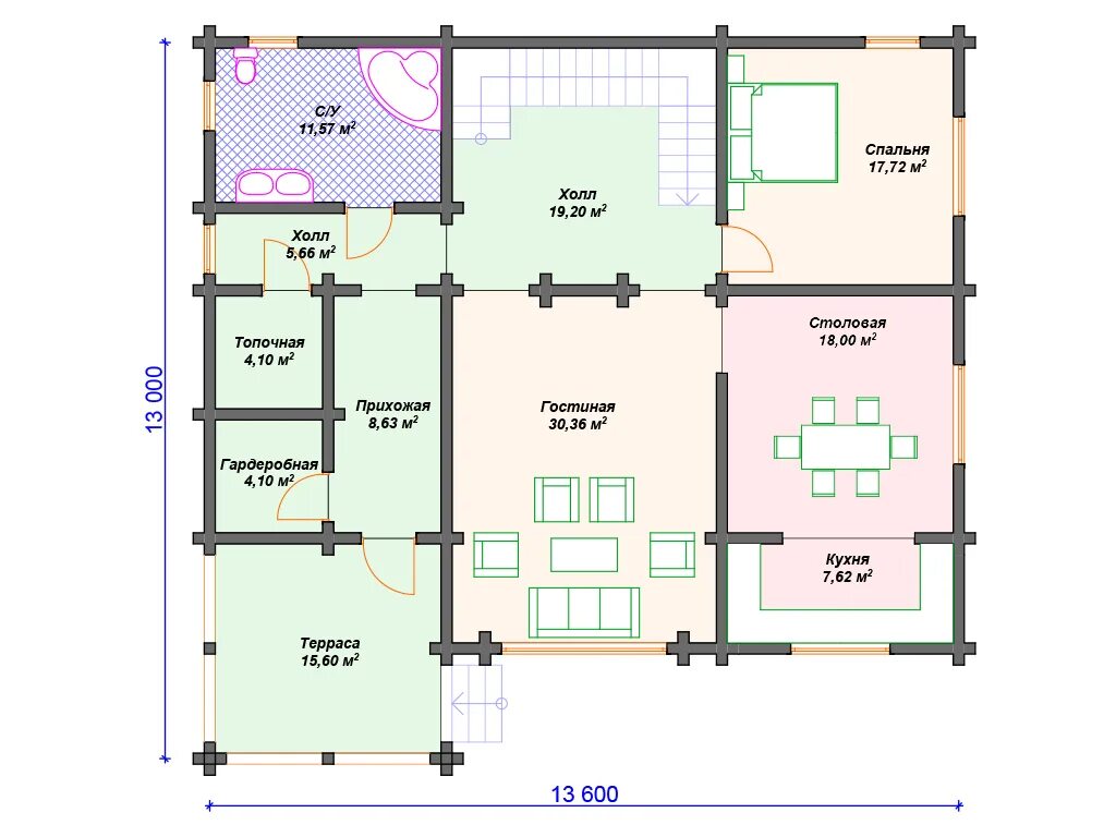 двухкомнатная квартира 52 кв. дом 54 квадратных метра. дом 54 кв м проект. м. проекты домов 50 м2 одноэтажные.