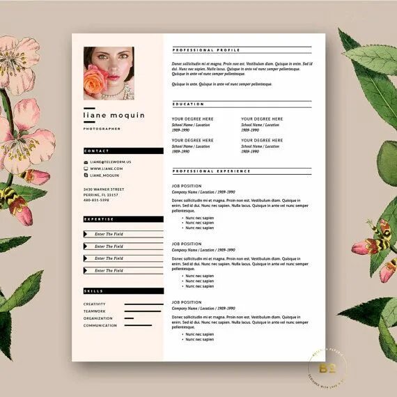 Buy Resume Template, Modern Resume Template With Photo, Resume Template Word, Cr
