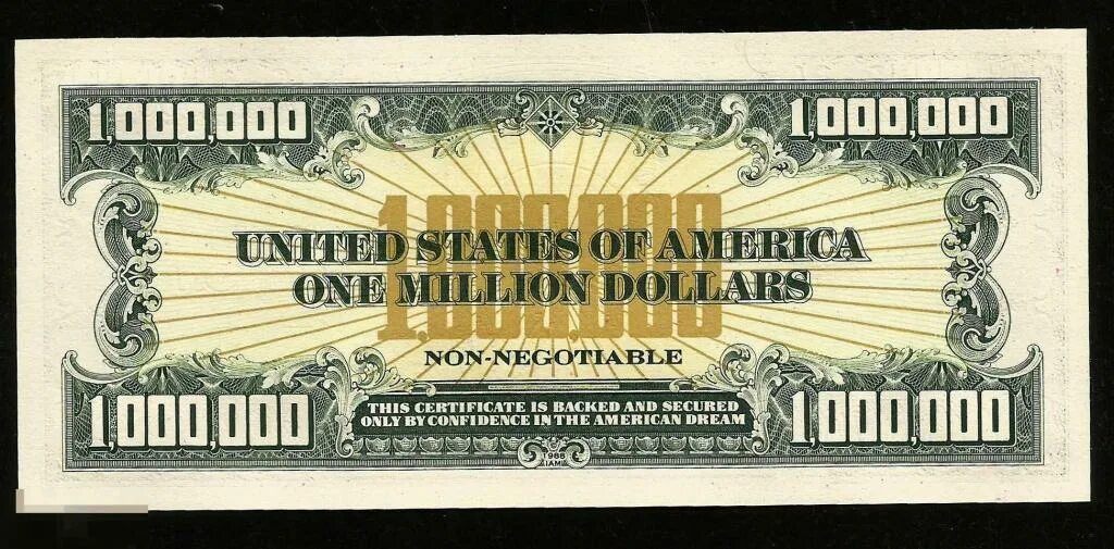 1 миллион долларов банкнота. Милион доролов одной купюрую. Купюры сша 1000000. Купюра 1 млн долларов сша. Банкнота 1 000 000 долларов сша.