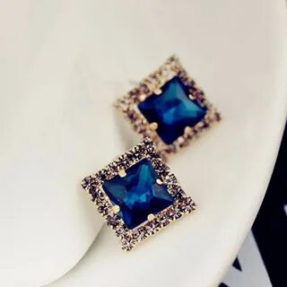 Серьги с синим камнем бижутерия
