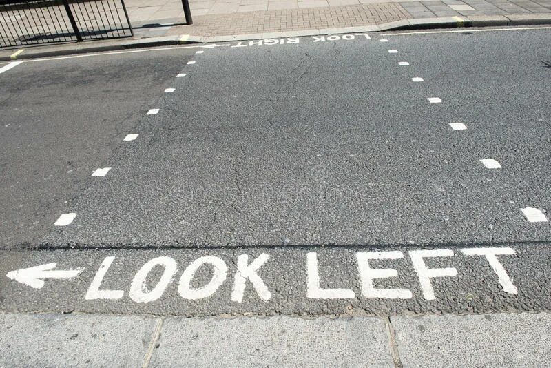 Look to the left. Look right. look left на асфальте. look left. look left look right.
