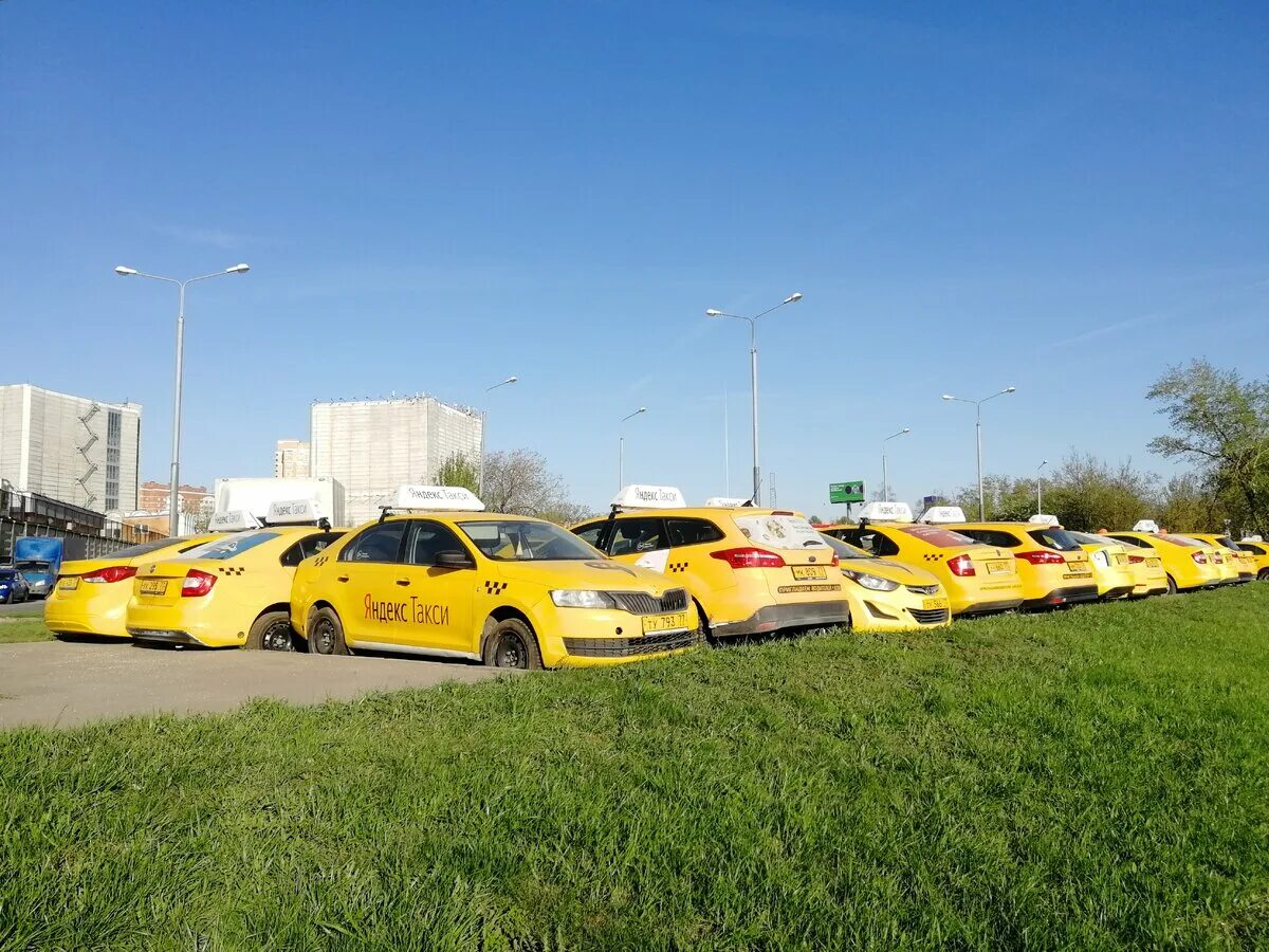 Кладбище автомобилей такси. Желтый автопарк. Заброшенные такси.