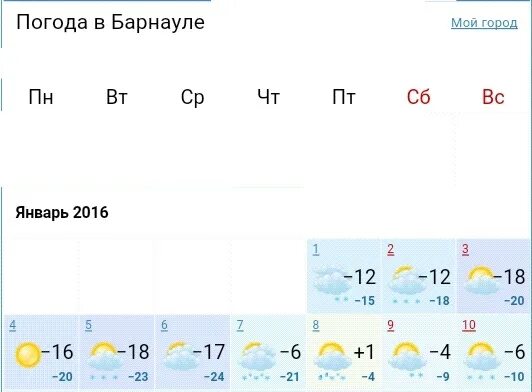 Погода в барнауле на 14