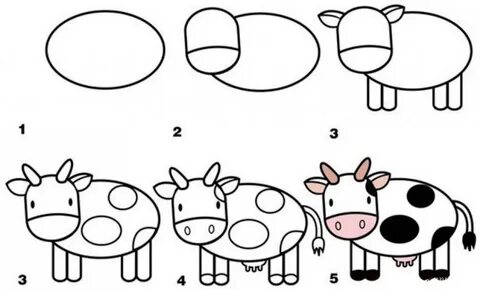 Корова рисунок для детей поэтапно Смотреть 85 фото бесплатно
