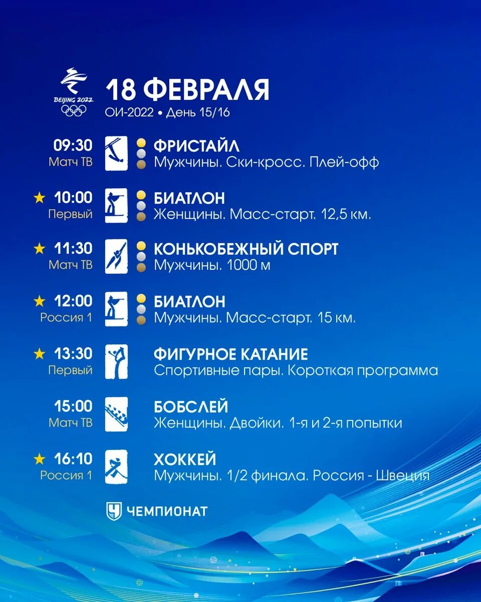 Расписание игр на 10. Афиша олимпийских игр. чемпионат ру.