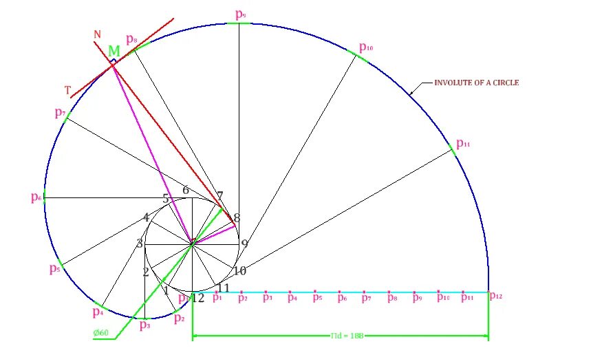 Эвольвента. Эволюта. Эвольвента окружности. Эвольвента окружности график. Циклоида и Эвольвента. Чертеж Эвольвента окружности. 650 радиус