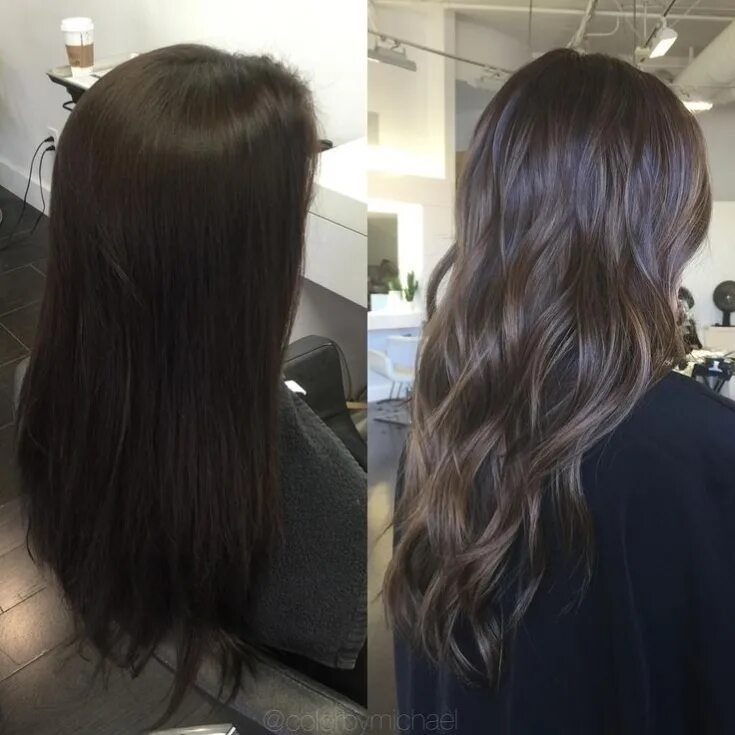 Из черного в коричневый. Окрашивание тонирование на темные волосы. Из черного в русый. Окрашивание волос из черного в коричневый. Коричневый цвет волос без рыжины.