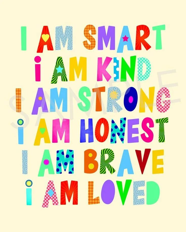 Kind strong. I am Smart. Positive Affirmations for Kids. I am stronger i am Smarter. Affirmation Station Printable.