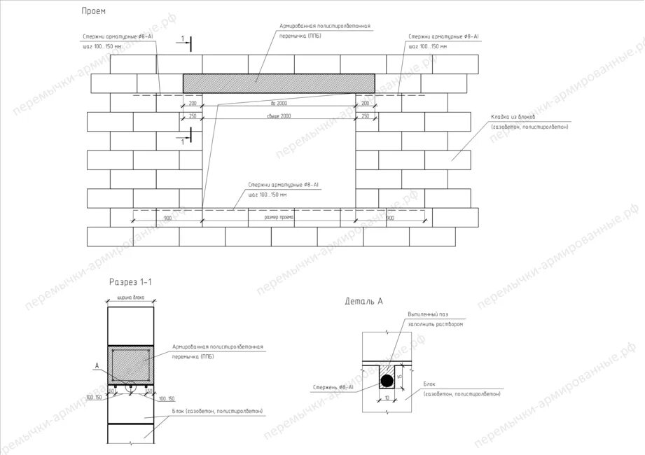 Бетонные перемычки для перегородок из газобетона. Схема армирования кладки из газобетона. Чертеж узел над окном перемычка из уголка. Армирование газобетонной кладки арматурой схема. Перемычки из уголка в стене из газобетона чертеж.