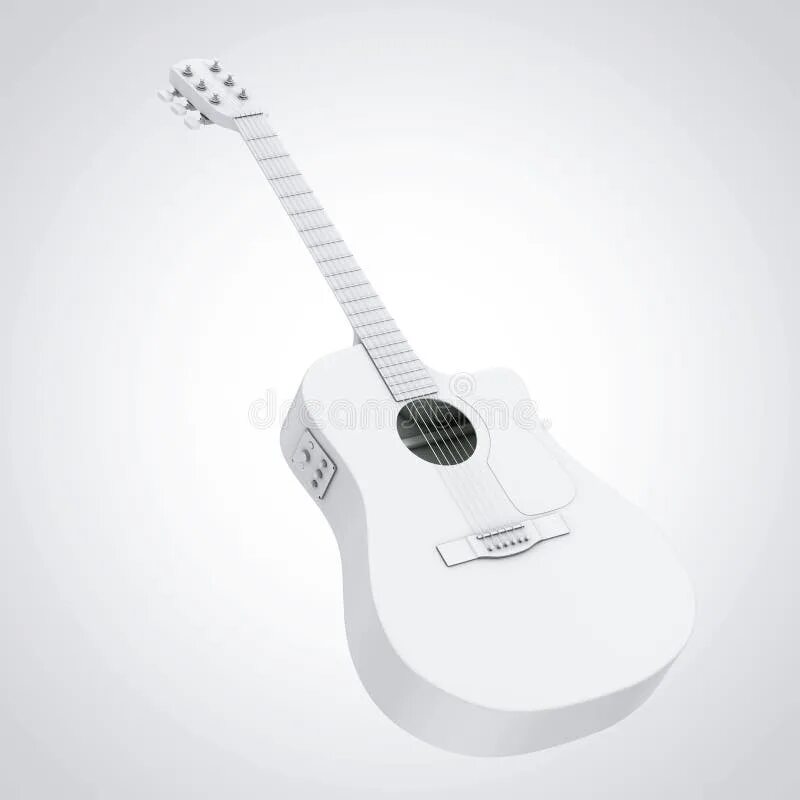 Музыкальный инструмент Акустическая гитара White cutaway изолирована Премиум Фот