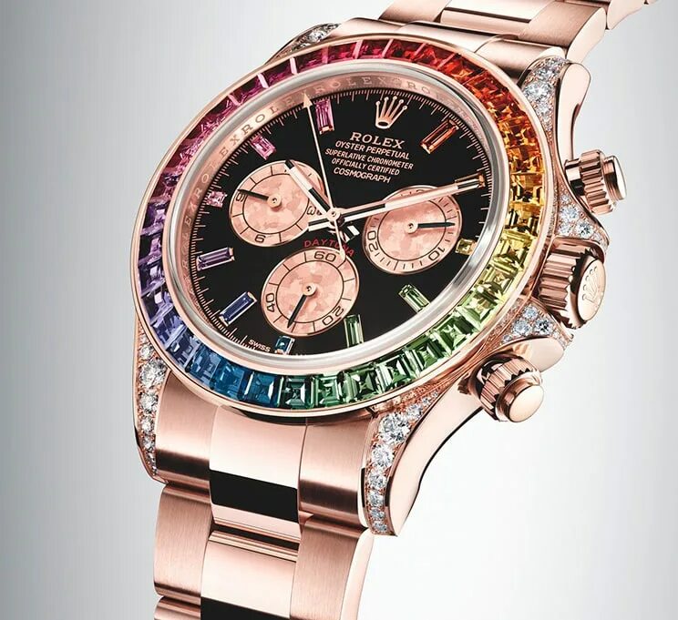 Часы дорогой фирмы. Rolex Cosmograph Daytona Rainbow. Rolex Oyster Perpetual Cosmograph Daytona. Rolex Daytona Cosmograph Gold Rainbow. Rolex Daytona Rainbow Everose Gold.