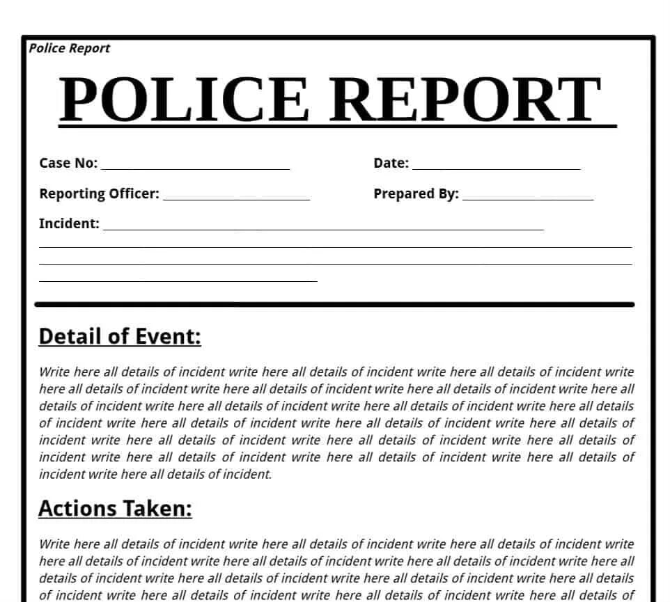 Police Report example. Репорт. Police Report USA. Отчет полиции. Reporting officer