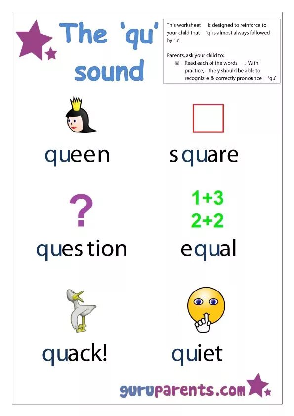 Share sounds. Чтение qu в английском языке. Letter q чтение Worksheets. Q В английском языке для детей. Чтение буквосочетания qu в английском.