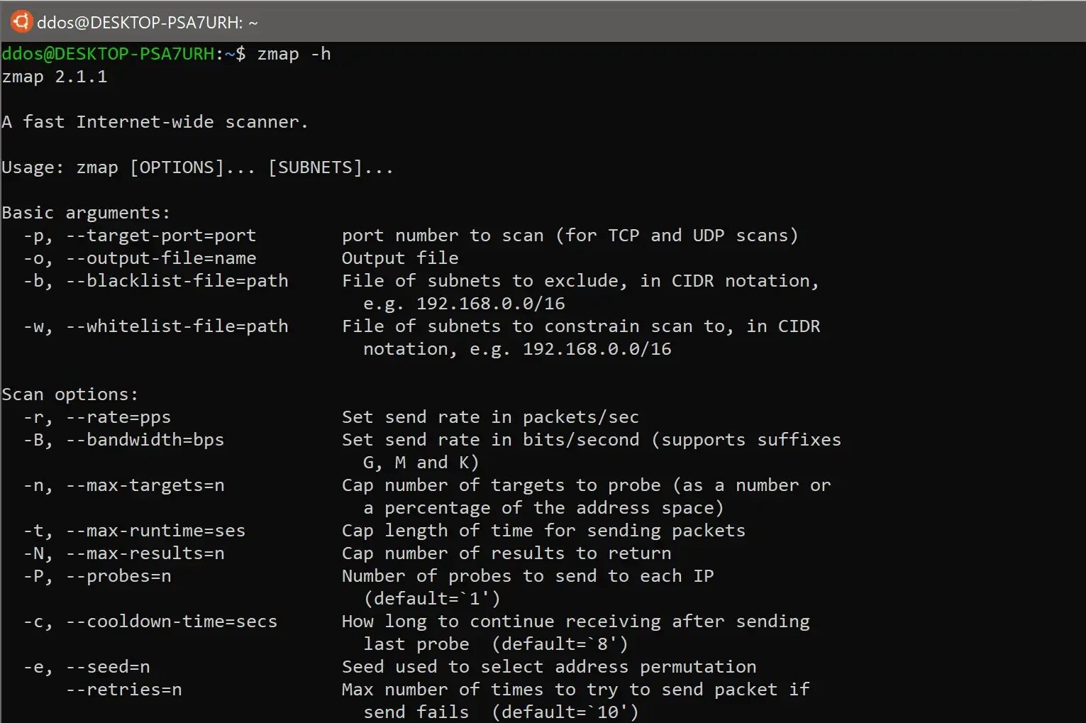 Internet scanner. Internet scanner обзор. zmap. basic arguments.