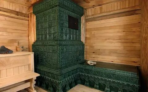 Печь в бане обложенная плиткой