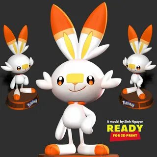 Scorbunny - Pokemon Fanart 3D Druckmodelle in Monster und Kreaturen.