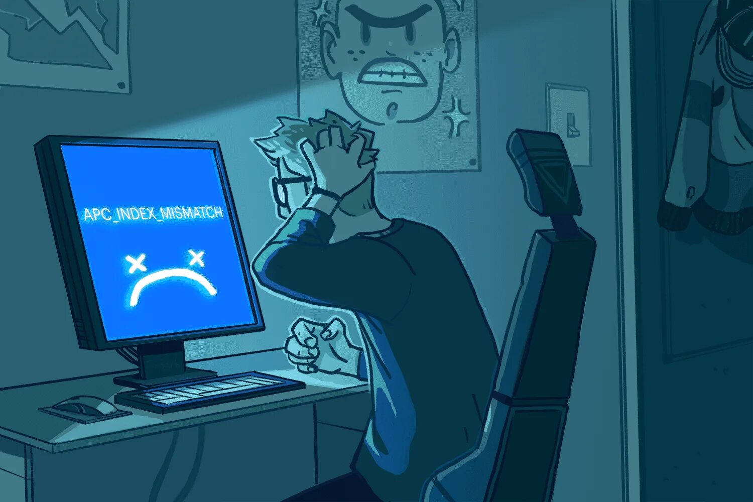 A screen makes the computer