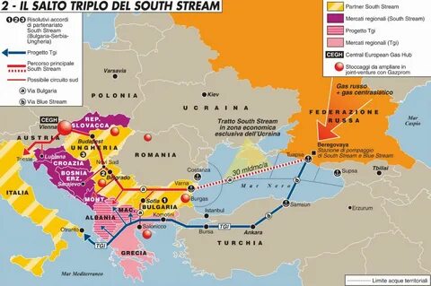 Газопровод южный поток на карте
