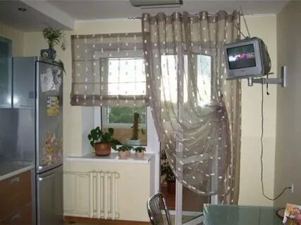 Шторы на кухню окно с дверью