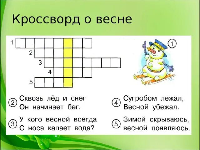 Весенний кроссворд для детей. Кроссворд про весну. Кроссворд про природу для детей. Сугроб сканворд