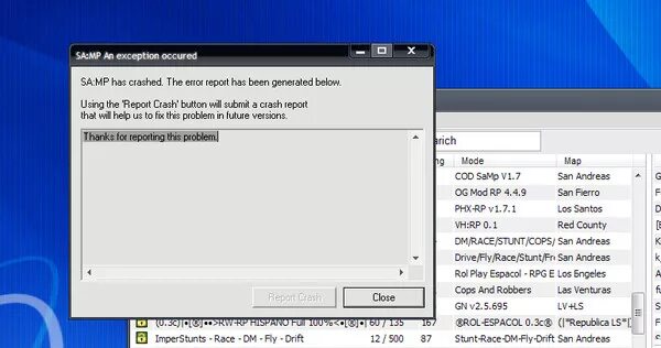 SAMP Crush sa-MP 0.3.7 exception at address: 0x75d63ae2 Base: 0x02e50000. Address 0x00ca3631 что это ?. Address: 0x53228072. 0x626fa34e Base: 0x03b30000. Exception at address 0x00000000