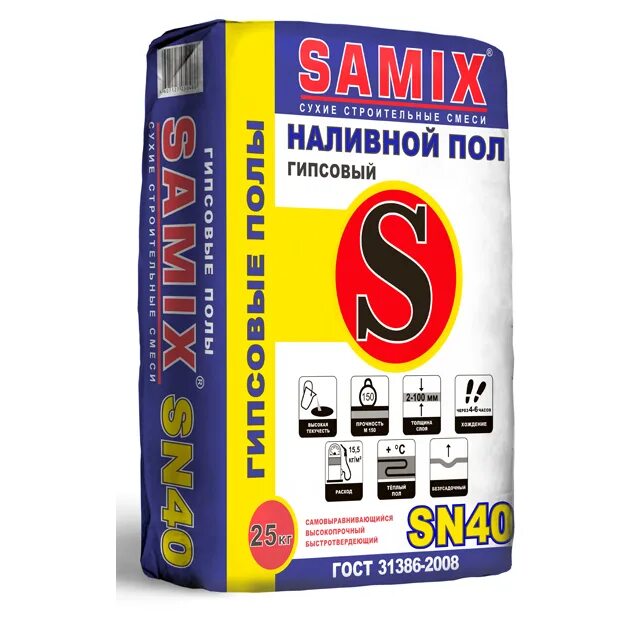 Наливной пол быстротвердеющий. Пол гипсовый sn-40 25кг// самикс. пол наливной самонивелир s-31 25кг// самикс. самикс цпс 40кг. самикс sn-40 гипсовый пол (20кг) (63шт/под).